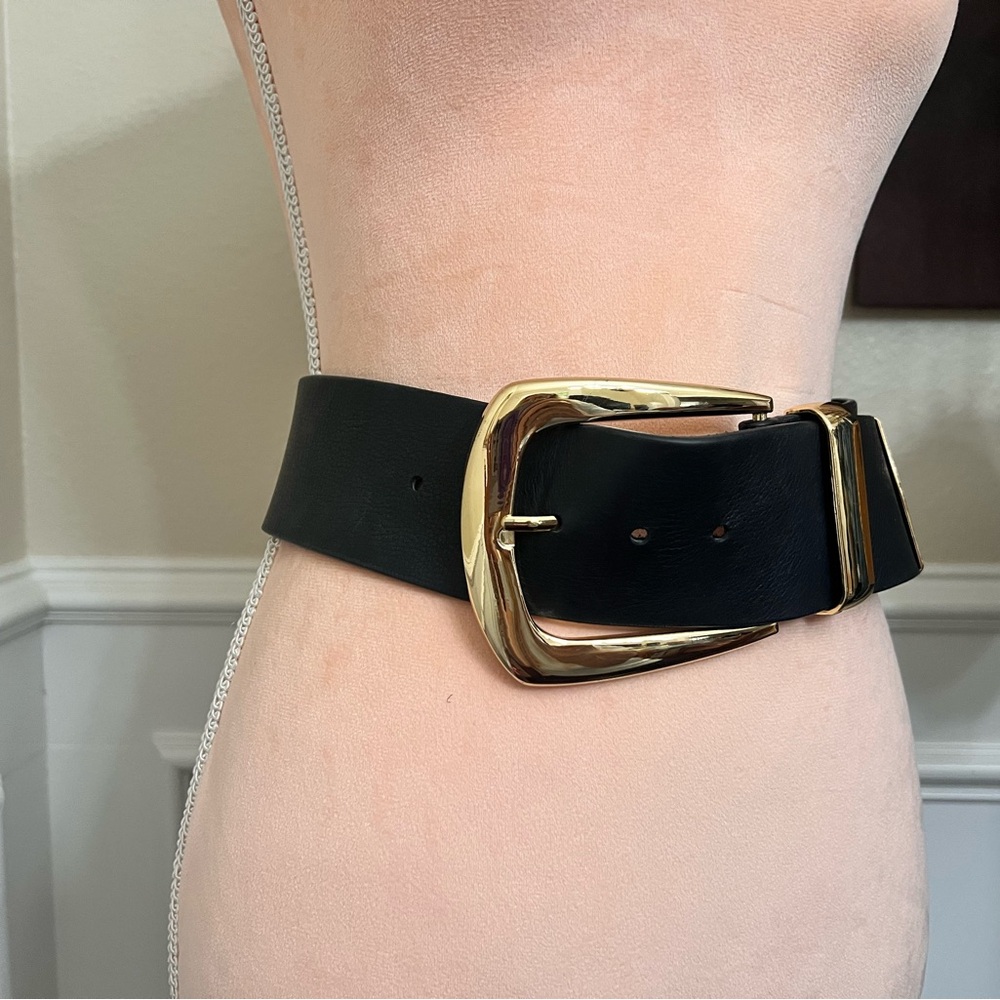 B-low the Belt  Black Belt with Gold Buckle